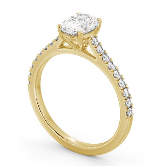 Oval Diamond 4 Prong Engagement Ring 9K Yellow Gold Solitaire with Channel Set Side Stones ENOV33S_YG_THUMB1