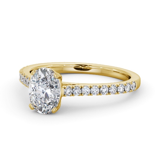  Oval Diamond Engagement Ring 18K Yellow Gold Solitaire With Side Stones - Cortes ENOV33S_YG_THUMB2 