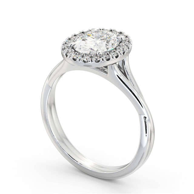 Halo Oval Diamond Engagement Ring 18K White Gold - Haclait ENOV34_WG_SIDE