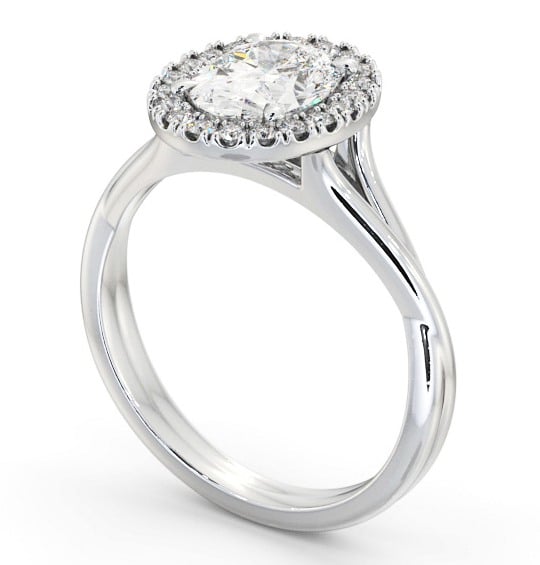 Halo Oval Diamond Crossover Band Engagement Ring 9K White Gold ENOV34_WG_THUMB1 