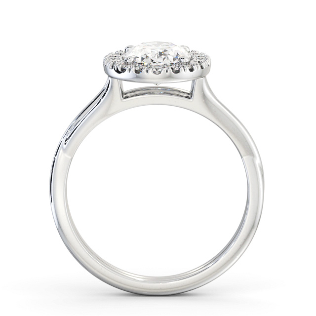 Halo Oval Diamond Engagement Ring 18K White Gold - Haclait ENOV34_WG_UP