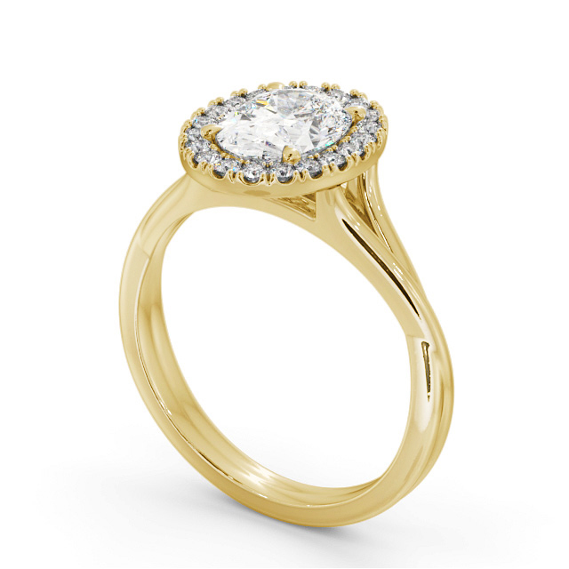 Halo Oval Diamond Engagement Ring 18K Yellow Gold - Haclait ENOV34_YG_SIDE