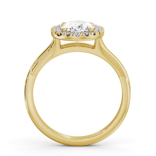 Halo Oval Diamond Engagement Ring 9K Yellow Gold - Haclait ENOV34_YG_UP