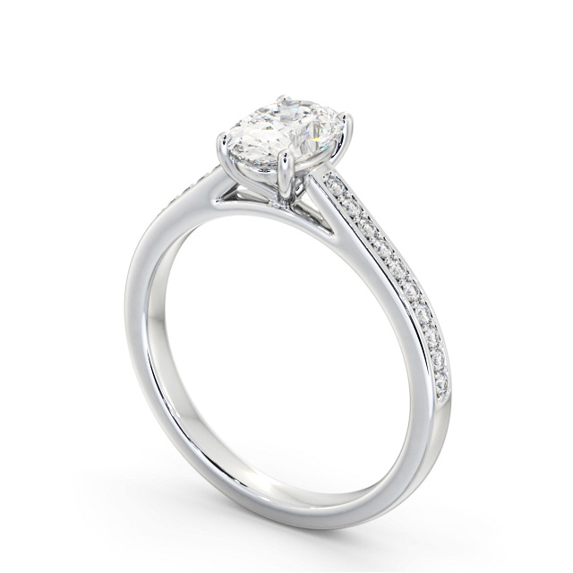 Oval Diamond Engagement Ring 18K White Gold Solitaire With Side Stones - Tabatha ENOV34S_WG_SIDE