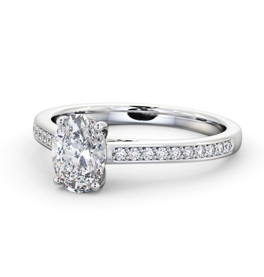 Oval Diamond 4 Prong Engagement Ring Platinum Solitaire with Channel Set Side Stones ENOV34S_WG_THUMB2 