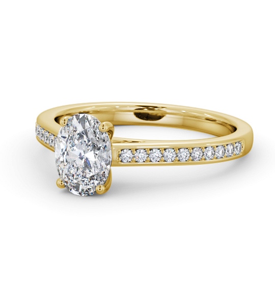  Oval Diamond Engagement Ring 18K Yellow Gold Solitaire With Side Stones - Tabatha ENOV34S_YG_THUMB2 