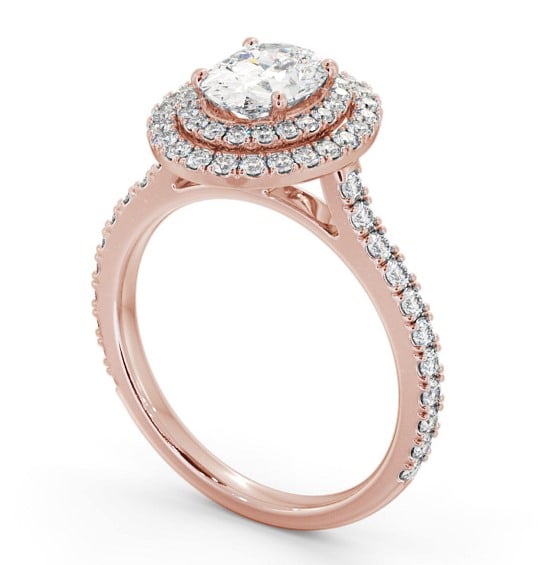 Double Halo Oval Diamond Engagement Ring 18K Rose Gold ENOV35_RG_THUMB1