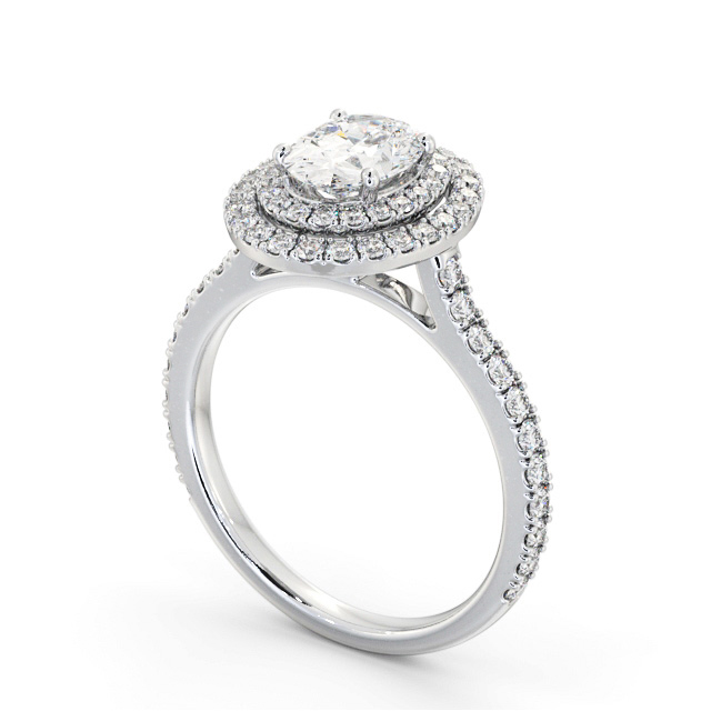 Halo Oval Diamond Engagement Ring 9K White Gold - Anastasia ENOV35_WG_SIDE
