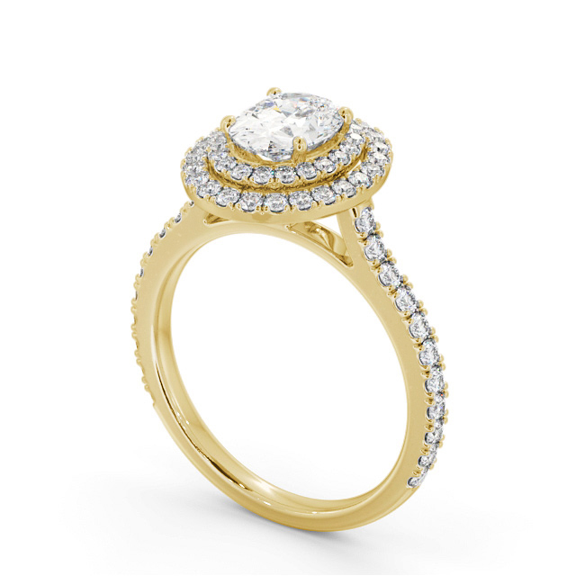 Halo Oval Diamond Engagement Ring 18K Yellow Gold - Anastasia