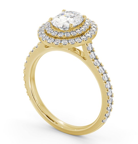 Double Halo Oval Diamond Engagement Ring 18K Yellow Gold ENOV35_YG_THUMB1 