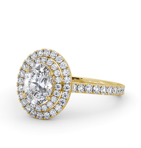  Halo Oval Diamond Engagement Ring 9K Yellow Gold - Anastasia ENOV35_YG_THUMB2 