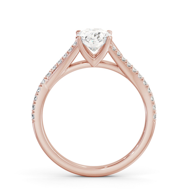 Oval Diamond Engagement Ring 18K Rose Gold Solitaire With Side Stones - Farhan ENOV35S_RG_UP