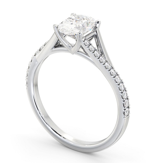  Oval Diamond Engagement Ring 18K White Gold Solitaire With Side Stones - Farhan ENOV35S_WG_THUMB1 