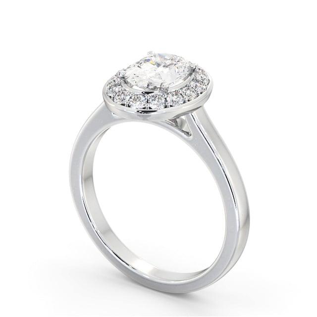 Halo Oval Diamond Engagement Ring Platinum - Earnley ENOV36_WG_SIDE