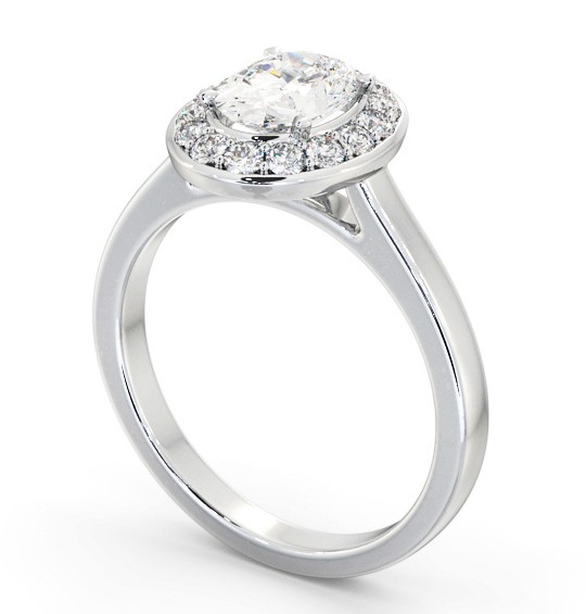 Halo Oval Diamond Engagement Ring 9K White Gold ENOV36_WG_THUMB1 