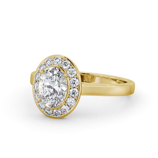 Halo Oval Diamond Engagement Ring 9K Yellow Gold - Earnley ENOV36_YG_FLAT