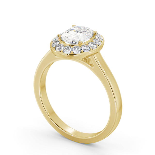Halo Oval Diamond Engagement Ring 18K Yellow Gold - Earnley