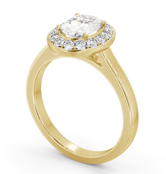 Halo Oval Diamond Engagement Ring 18K Yellow Gold - Earnley ENOV36_YG_THUMB1