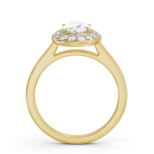 Halo Oval Diamond Engagement Ring 18K Yellow Gold - Earnley ENOV36_YG_UP