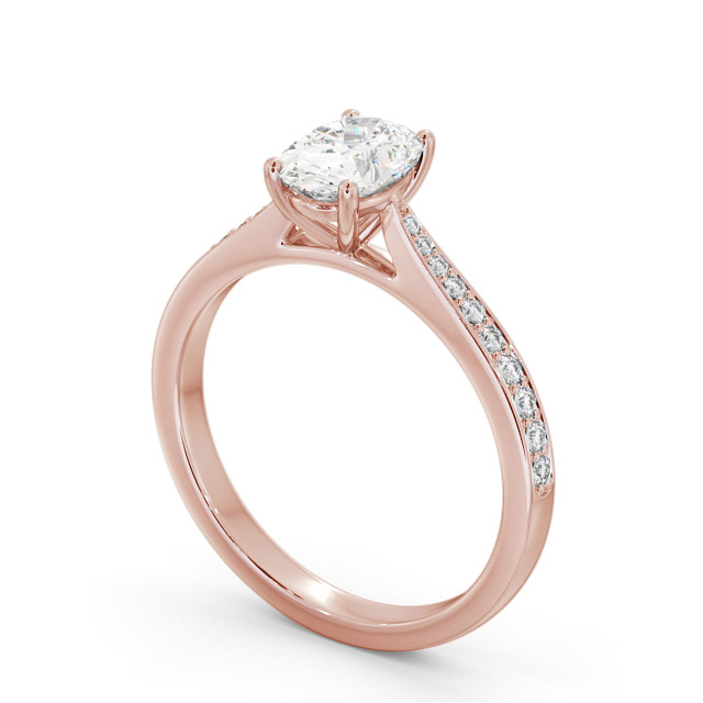 Oval Diamond Engagement Ring 9K Rose Gold Solitaire With Side Stones - Bromhill ENOV36S_RG_SIDE