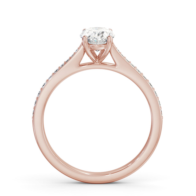 Oval Diamond Engagement Ring 18K Rose Gold Solitaire With Side Stones - Bromhill ENOV36S_RG_UP