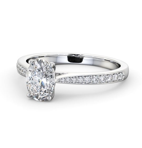 Oval Diamond Tapered Band Engagement Ring 18K White Gold Solitaire with Channel Set Side Stones ENOV36S_WG_THUMB2 