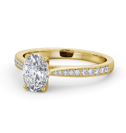  Oval Diamond Engagement Ring 9K Yellow Gold Solitaire With Side Stones - Bromhill ENOV36S_YG_THUMB2 