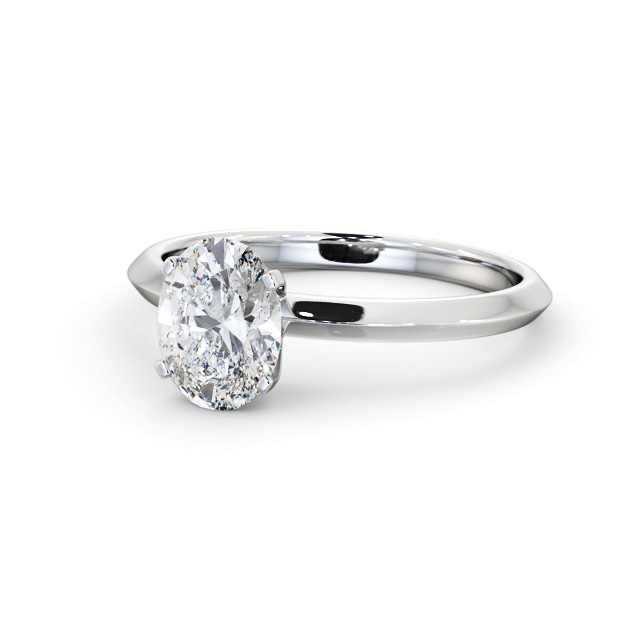 Oval Diamond Engagement Ring 18K White Gold Solitaire - Aller ENOV37_WG_FLAT