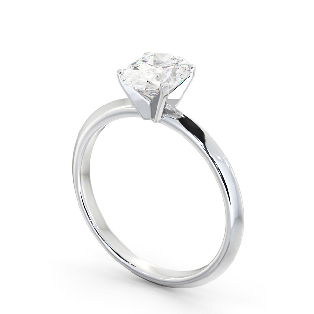 Oval Diamond Engagement Ring 18K White Gold Solitaire - Aller ENOV37_WG_SIDE