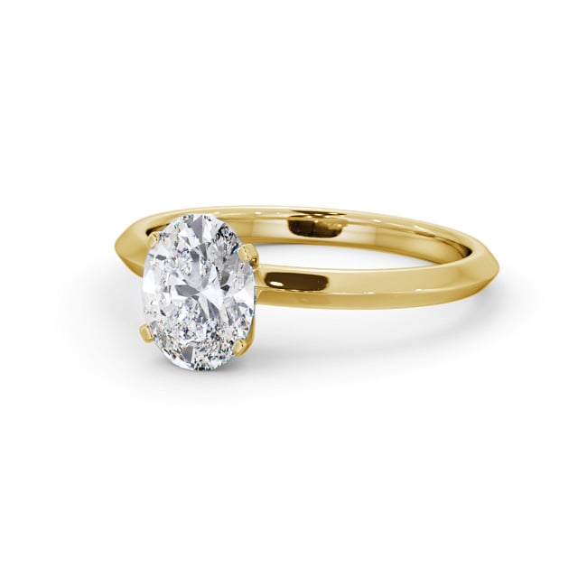 Oval Diamond Engagement Ring 18K Yellow Gold Solitaire - Aller ENOV37_YG_FLAT