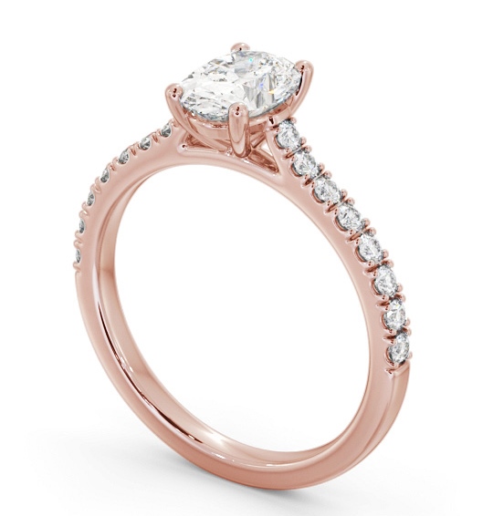 Oval Diamond 4 Prong Engagement Ring 18K Rose Gold Solitaire with Channel Set Side Stones ENOV37S_RG_THUMB1