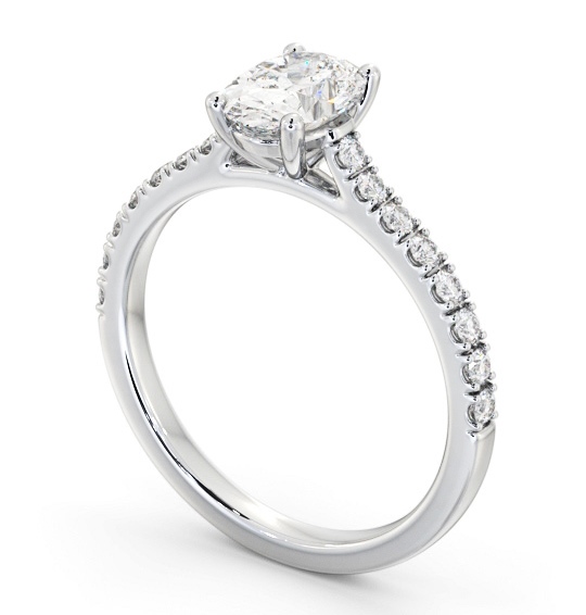  Oval Diamond Engagement Ring 9K White Gold Solitaire With Side Stones - Meyers ENOV37S_WG_THUMB1 
