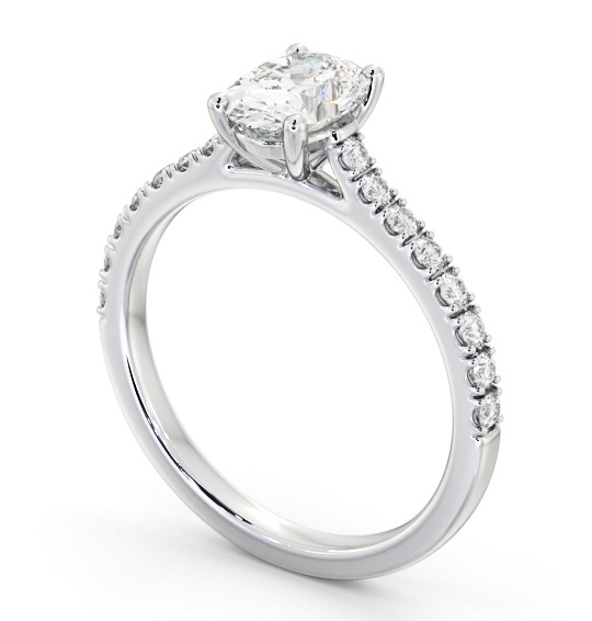 Oval Diamond 4 Prong Engagement Ring 9K White Gold Solitaire with Channel Set Side Stones ENOV37S_WG_THUMB1