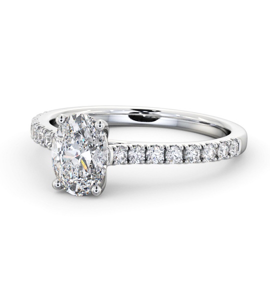  Oval Diamond Engagement Ring Palladium Solitaire With Side Stones - Meyers ENOV37S_WG_THUMB2 