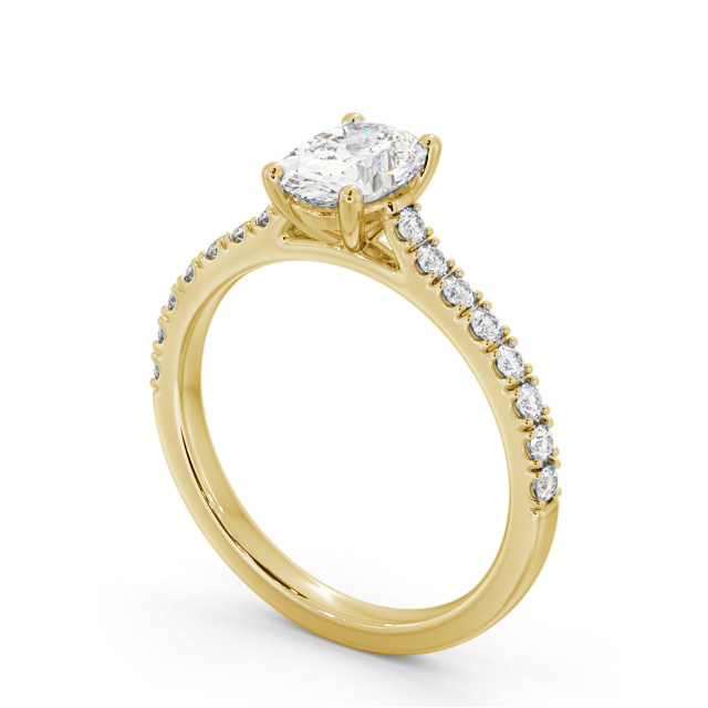 Oval Diamond Engagement Ring 18K Yellow Gold Solitaire With Side Stones - Meyers ENOV37S_YG_SIDE