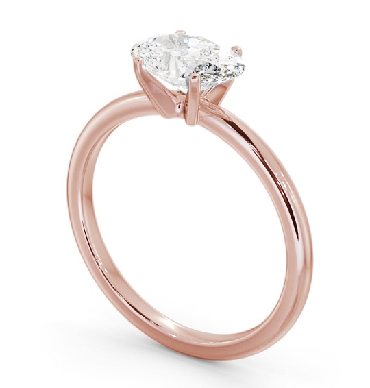 Oval Diamond East To West Style Engagement Ring 18K Rose Gold Solitaire ENOV38_RG_THUMB1