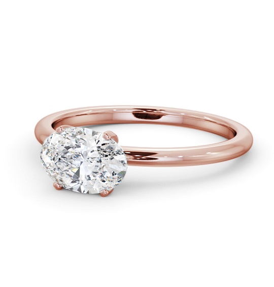 Oval Diamond Engagement Ring 18K Rose Gold Solitaire - Xander ENOV38_RG_THUMB2 