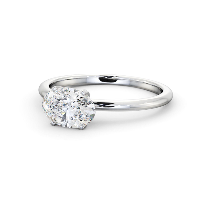 Oval Diamond Engagement Ring 18K White Gold Solitaire - Xander ENOV38_WG_FLAT