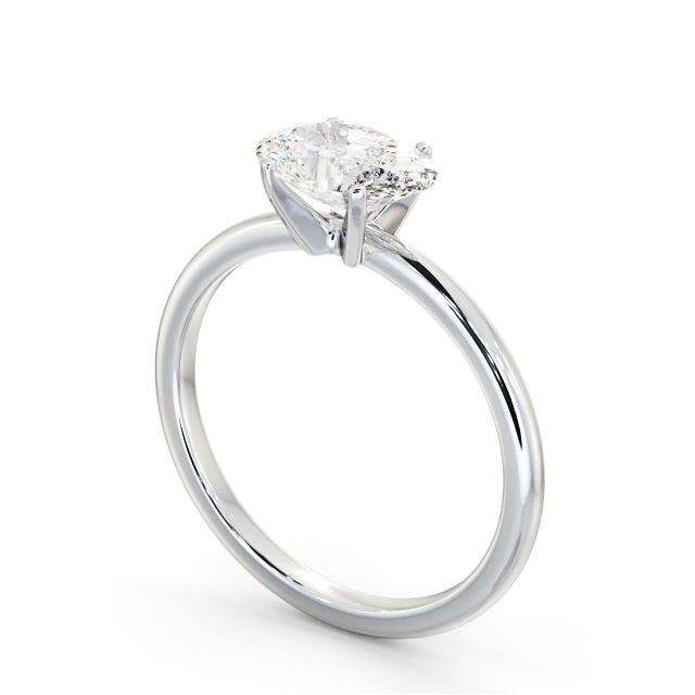 Oval Diamond Engagement Ring 18K White Gold Solitaire - Xander ENOV38_WG_SIDE