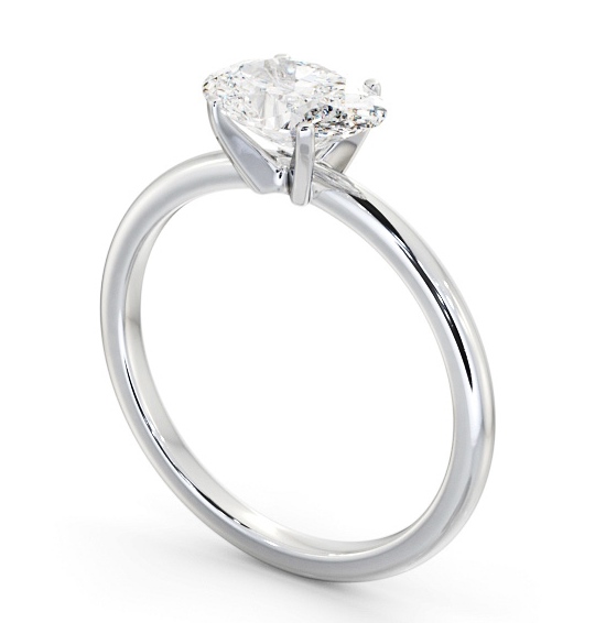 Oval Diamond East To West Style Engagement Ring 9K White Gold Solitaire ENOV38_WG_THUMB1