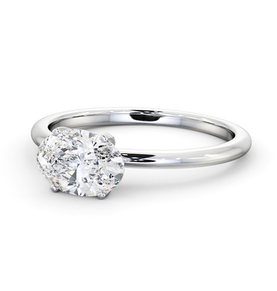  Oval Diamond Engagement Ring 9K White Gold Solitaire - Xander ENOV38_WG_THUMB2 