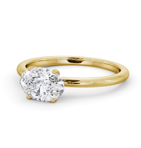 Oval Diamond East To West Style Engagement Ring 9K Yellow Gold Solitaire ENOV38_YG_THUMB2 