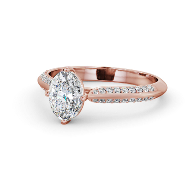 Oval Diamond Engagement Ring 18K Rose Gold Solitaire With Side Stones - Monique ENOV38S_RG_FLAT