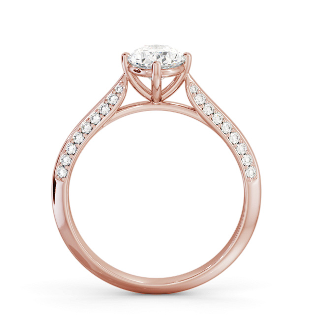 Oval Diamond Engagement Ring 18K Rose Gold Solitaire With Side Stones - Monique ENOV38S_RG_UP