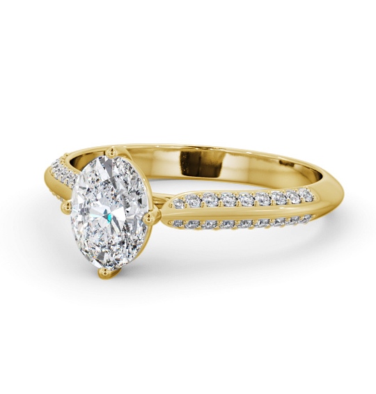  Oval Diamond Engagement Ring 18K Yellow Gold Solitaire With Side Stones - Monique ENOV38S_YG_THUMB2 