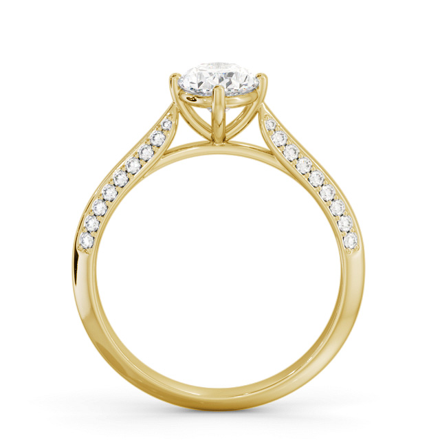 Oval Diamond Engagement Ring 18K Yellow Gold Solitaire With Side Stones - Monique ENOV38S_YG_UP