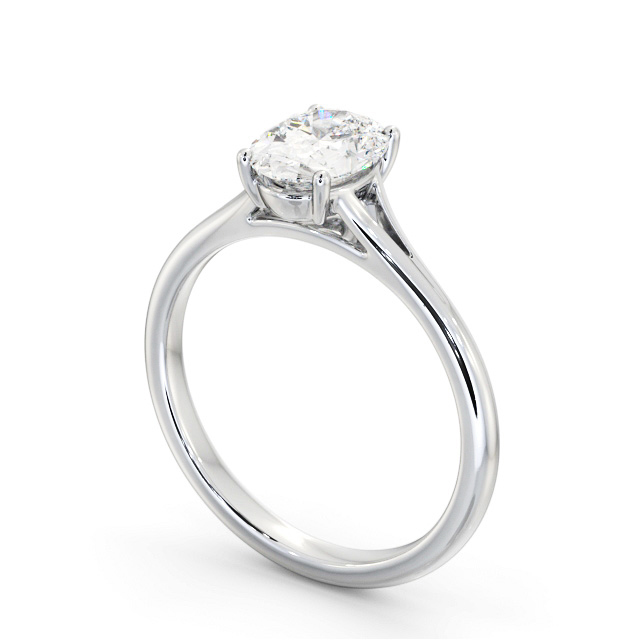 Oval Diamond Engagement Ring 18K White Gold Solitaire - Rawthey ENOV39_WG_SIDE