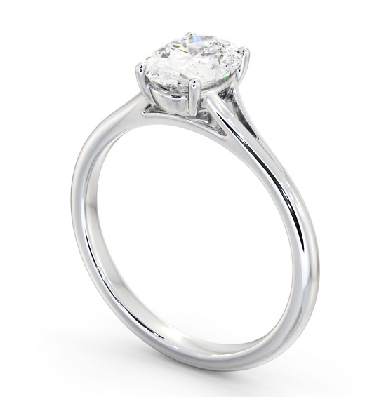  Oval Diamond Engagement Ring 18K White Gold Solitaire - Rawthey ENOV39_WG_THUMB1 