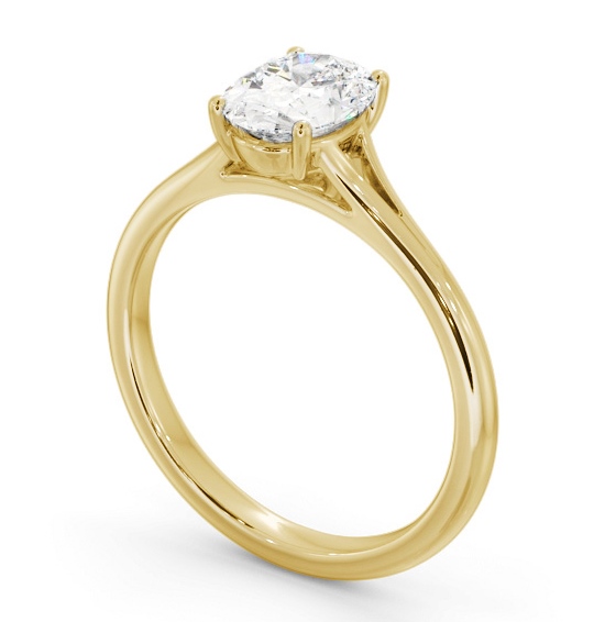 Oval Diamond Floating Head Design Engagement Ring 18K Yellow Gold Solitaire ENOV39_YG_THUMB1