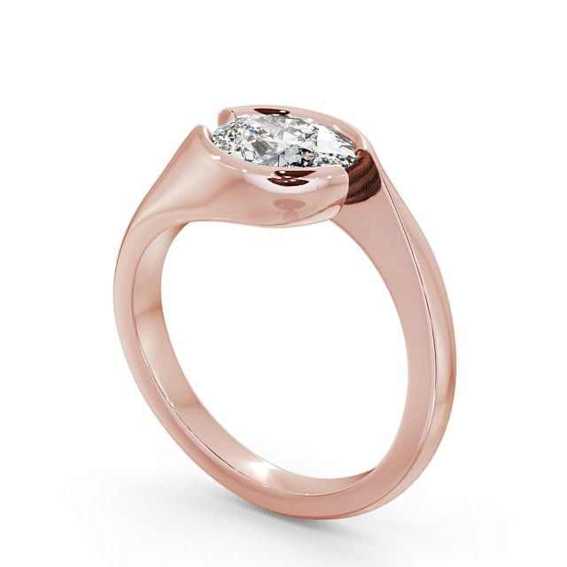 Oval Diamond Engagement Ring 18K Rose Gold Solitaire - Serlby ENOV3_RG_SIDE